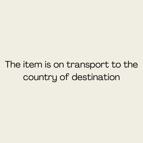 The item is on transport to the country of destination traduzione